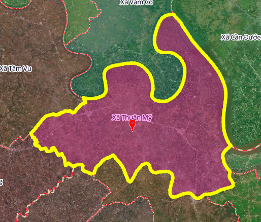 ផែនទីទីតាំងឃុំ Thuan My និងឃុំជិតខាងក្នុងខេត្ត Tay Ninh