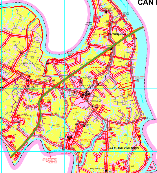 ផែនទីបង្ហាញផ្លូវនៃទីក្រុងហូជីមិញ-ត្រាវិញ-សុកត្រាំង នៅឃុំ Thuan My