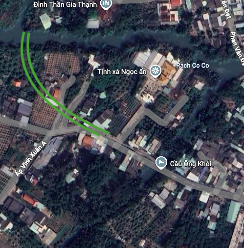 ផែនទីផ្លូវតភ្ជាប់ទៅផ្លូវ Ap Vinh Xuan A នៅលើ Google Map