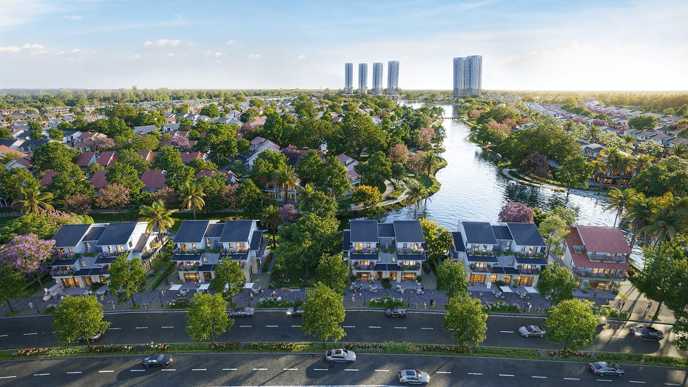 ຮູບພາບທັດສະນະຂອງ Villa Boulevard ກັບ 103 ເຮືອນວິນລາ. ຮູບພາບ: Ecopark. Ảnh phối cảnh Villa Đại lộ giới hạn với 103 căn biệt thự. Ảnh: Ecopark.