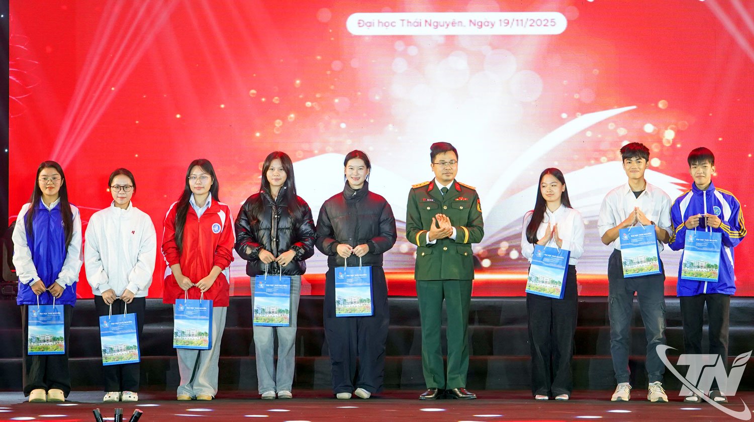 ভিয়েটেল গ্রুপের প্রতিনিধিরা থাই নগুয়েন বিশ্ববিদ্যালয়ের চমৎকার শিক্ষাগত সাফল্য অর্জনকারী শিক্ষার্থীদের বৃত্তি প্রদান করেন।