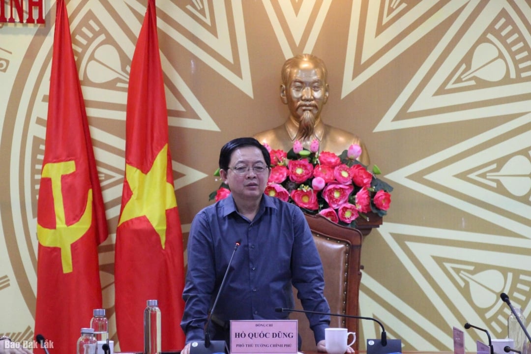 Visestatsminister Ho Quoc Dung holdt en tale på møtet.