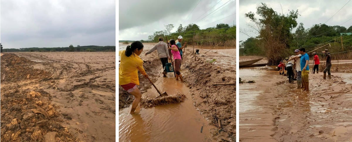 La route menant à l'école du village de Tram pendant la saison des inondations. Photo : NVCC