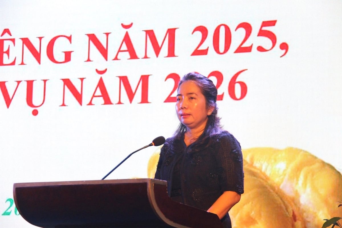 Bà Đặng Thị Thủy, Phó Giám đốc Sở NN-MT tỉnh Đắk Lắk phát biểu tại hội nghị. Ảnh: Tuấn Trần.