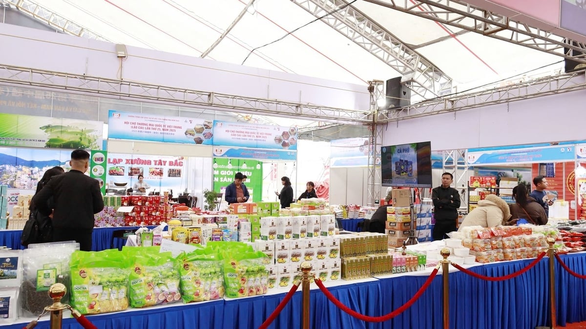 Những mặt hàng nông sản đặc trưng, sản phẩm OCOP, hàng tiêu dùng, máy móc, thiết bị công nghiệp, sản phẩm công nghệ mới… được bài trí khoa học, hiện đại tại Hội chợ thương mại quốc tế Việt - Trung lần thứ 25 năm 2025. Ảnh: Bích Hợp.