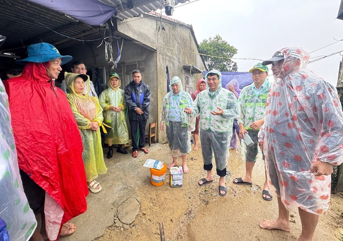Lãnh đạo Trung tâm Khuyến nông Quốc gia khảo sát thực tế các khu vực sản xuất nông nghiệp chịu thiệt hại ở tỉnh Quảng Ngãi, đồng thời hướng dẫn người dân các biện pháp kỹ thuật để tái thiết sản xuất. Ảnh: L.K.