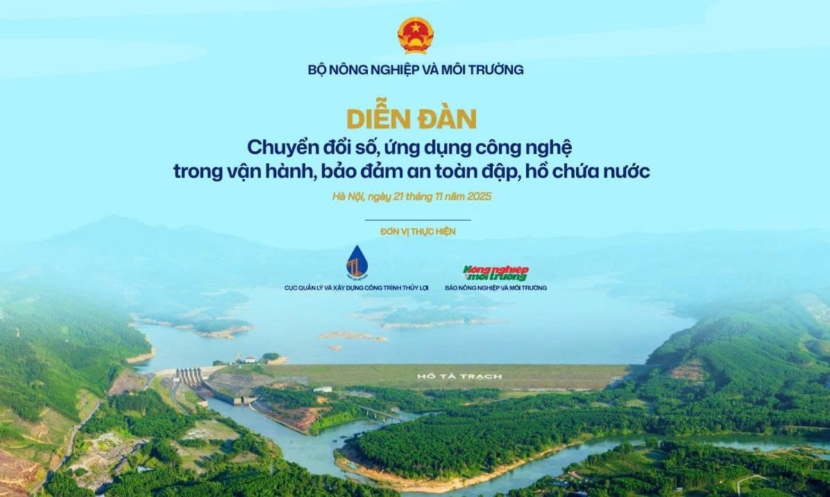 Diễn đàn 'Chuyển đổi số, ứng dụng công nghệ trong vận hành, đảm bảo an toàn đập, hồ chứa nước' được Báo Nông nghiệp và Môi trường và Cục Quản lý và Xây dựng công trình thủy lợi (Bộ Nông nghiệp và Môi trường) tổ chức tại Hà Nội ngày 21/11/2025. Ảnh: NN-MT.