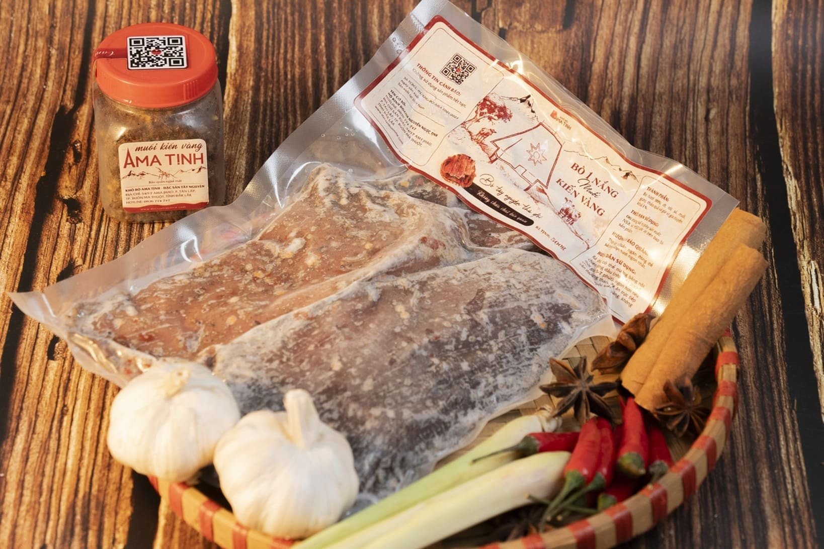 Phu Yen sun-dried beef is carefully vacuum-packed.