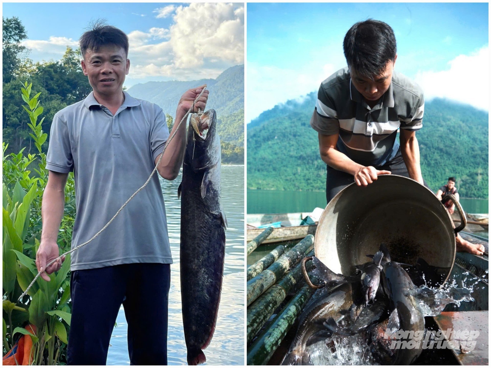 Với 10 lồng cá nuôi đá đặc sản gồm cá lăng và cá bỗng, gia đình ông Hoàng Văn Tuấn ở xã Lâm Bình, tỉnh Tuyên Quang mỗi năm thu về từ 100 - 150 triệu đồng. Ảnh: Tú Thành.