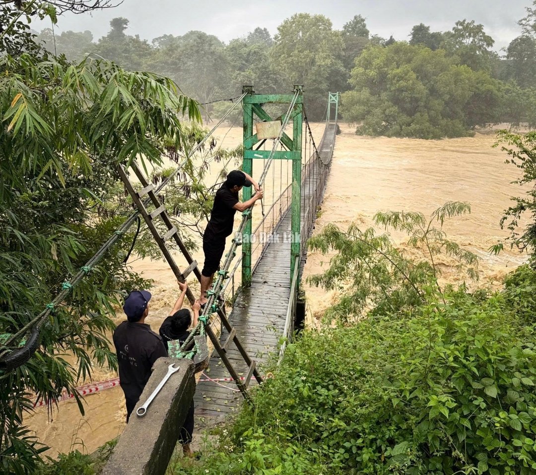 Το πρωί της 21ης ​​Νοεμβρίου, η στάθμη του νερού στο ποτάμι ανέβηκε και το προσωπικό της Τουριστικής Περιοχής Καταρράκτη Ντρέι Νουρ ενίσχυσε την κρεμαστή γέφυρα.