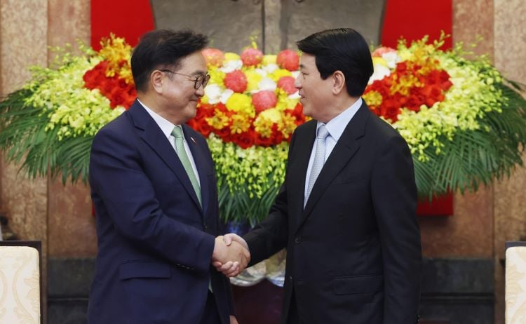 Chủ tịch nước Lương Cường tiếp Chủ tịch Quốc hội Hàn Quốc