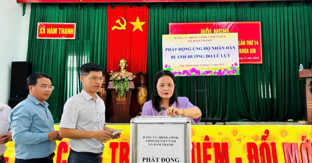 Hàm Thuận Nam, Hàm Thạnh phát động ủng hộ các xã bị thiệt hại do lũ lụt