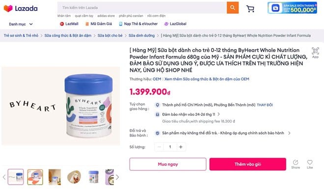 Bộ Y tế đề nghị gỡ bỏ thông tin sữa ByHeart nhiễm khuẩn gây ngộ độc trên sàn Lazada- Ảnh 1.