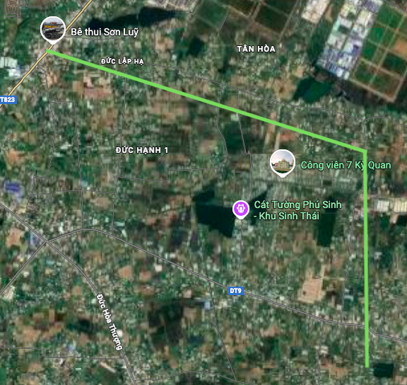 Routekaart op Google Map in de gemeente Duc Lap