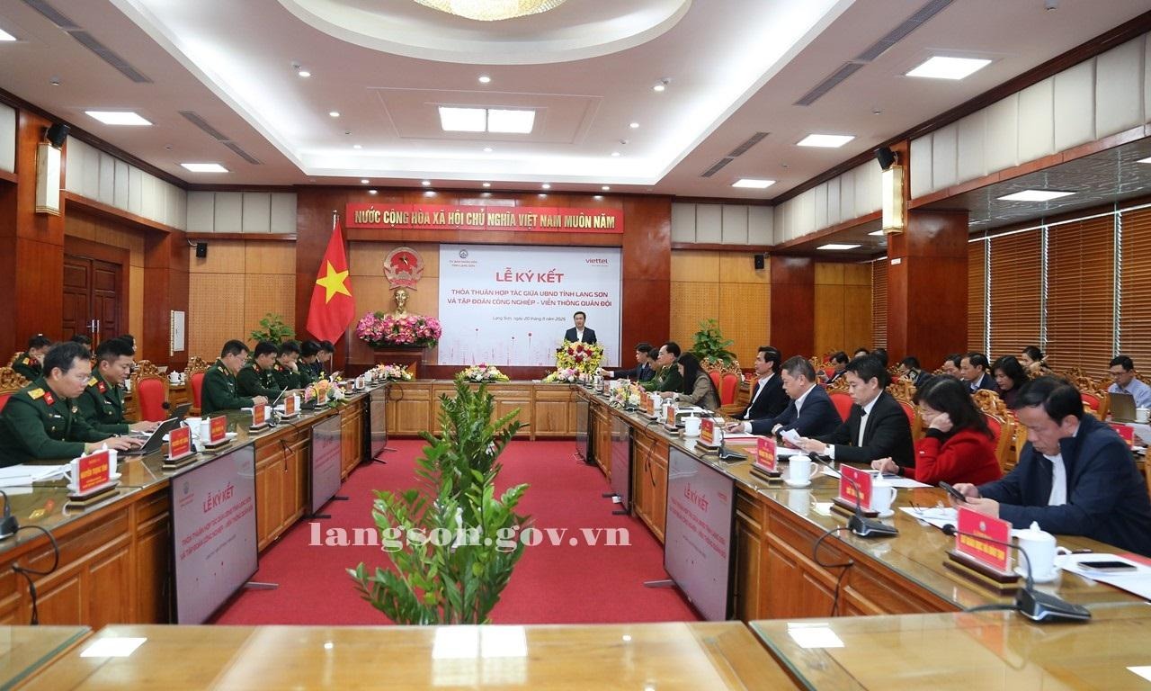 UBND tỉnh Lạng Sơn và Tập đoàn Công nghiệp - Viễn thông Quân đội ký kết Thỏa thuận hợp tác về chuyển đổi số giai đoạn 2026-2030