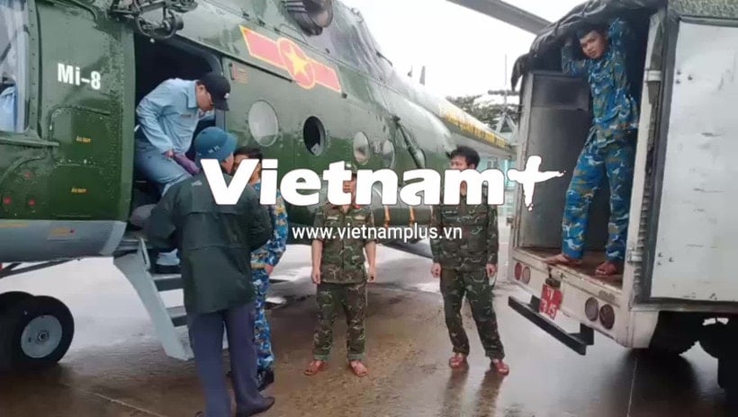 Vorbereitung der Logistik für den Flugeinsatz in den überschwemmten Gemeinden. (Foto: Zur Verfügung gestellt vom Verteidigungsministerium)