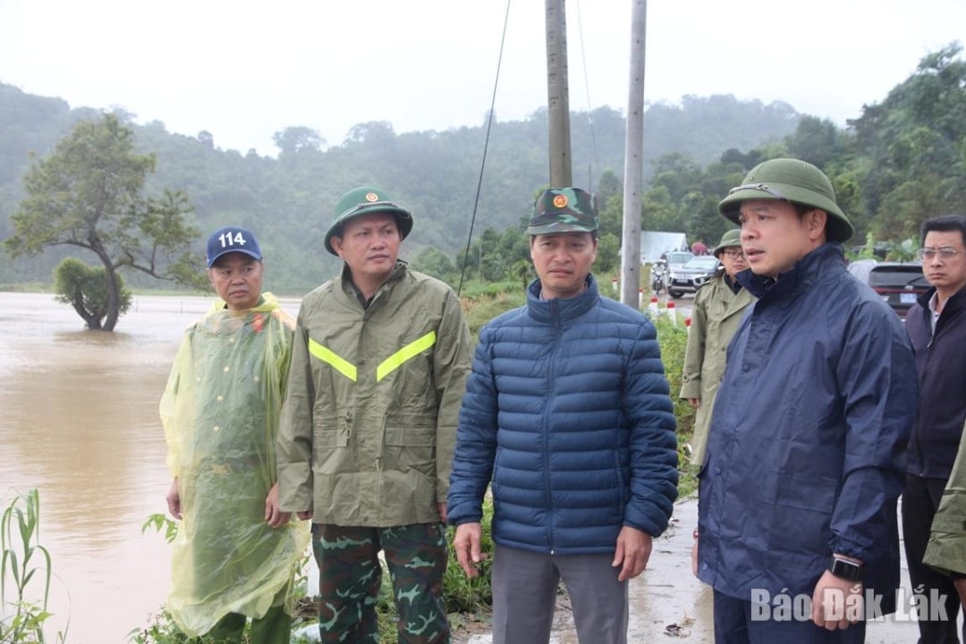 รองเลขาธิการคณะกรรมการพรรคประจำจังหวัดโดฮูฮุย ตรวจเยี่ยมงานรับมือน้ำท่วมในตำบลดูร์กมัล