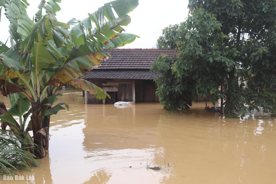 Door het stijgende water stortten veel huizen in.