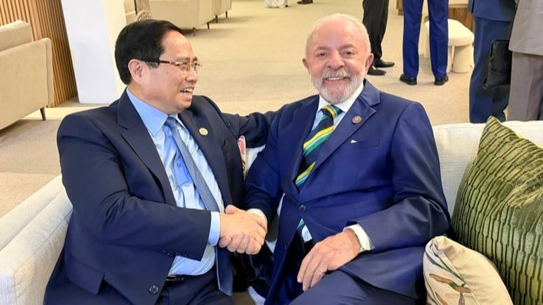 Premiärminister Pham Minh Chinh och Brasiliens president Lula da Silva. (Foto: VGP)