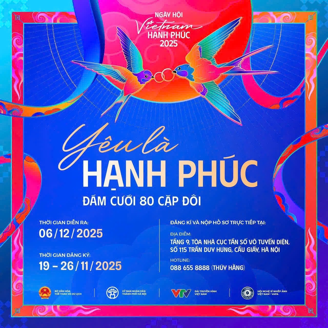 Ceremonia de boda de 80 parejas en la calle peatonal del lago Hoan Kiem