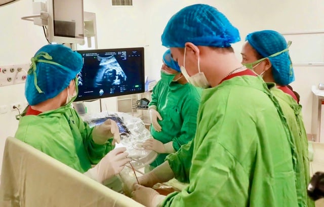 Can thiệp bào thai chữa bệnh cho thai nhi bị tràn dịch màng phổi- Ảnh 1.