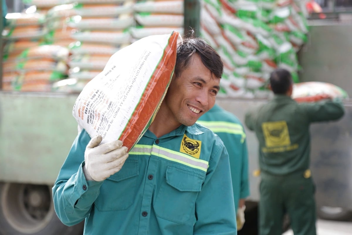 Các gói vật tư nông nghiệp trị giá hơn 3 tỷ đồng đã được Phân bón Bình Điền trao tặng cho các hộ dân.  Ảnh: Ngọc Vân.