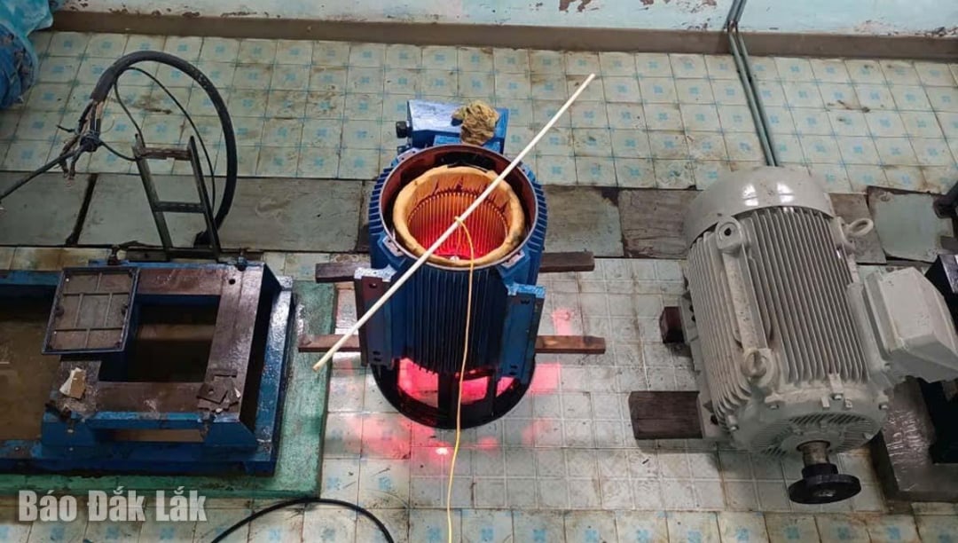 Dộng cơ bơm được tiến hành sấy khô