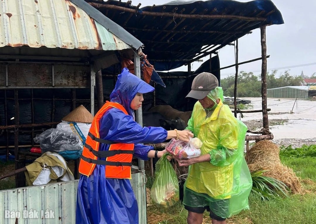 جاء أحد فاعلي الخير إلى المكان لتقديم هدايا الإغاثة للناس.