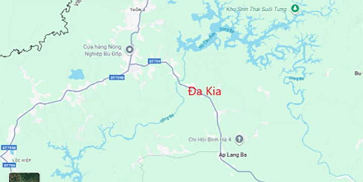 Flod- och sjösystem distribuerat i Da Kia kommun