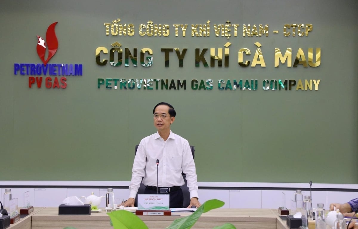Ho Thanh Thuy úr, a Ca Mau Tartományi Pártbizottság titkárhelyettese vezette a PV GAS CA MAU-nál tett látogatásra és munkára indult munkadelegációt. Fotó: PV GAS. Ông Hồ Thanh Thuỷ, Phó Bí thư Tỉnh uỷ Cà Mau dẫn đầu Đoàn công tác thăm và làm việc tại PV GAS CA MAU. Ảnh: PV GAS.