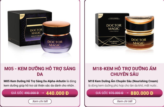 ผลิตภัณฑ์ Doctor Magic ที่โฆษณาบนเว็บไซต์ของ Mailisa (ภาพหน้าจอ)