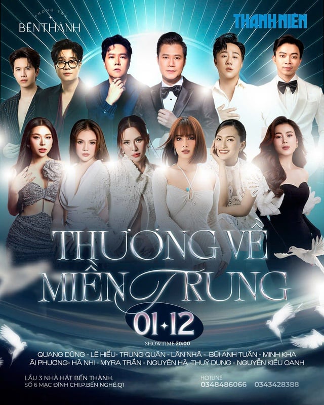 កាសែត Thanh Nien អមដំណើរតន្ត្រីសប្បុរសធម៌ 'ស្នេហាវៀតណាមកណ្តាល' - រូបថត ១. Báo Thanh Niên đồng hành cùng đêm nhạc gây quỹ từ thiện 'Thương về miền Trung'- Ảnh 1.