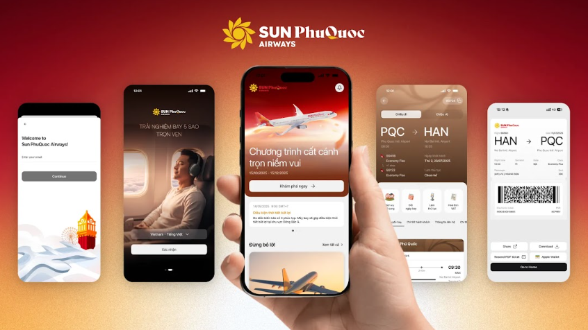 Interfaz de la aplicación de Sun PhuQuoc Airways