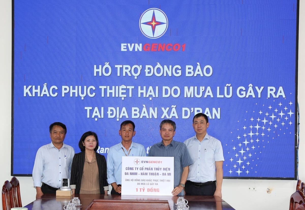 DHD ủng hộ 1 tỷ đồng chung tay cùng bà con khắc phục thiệt hại do mưa lũ gây ra. Ảnh: EVNGENCO1.