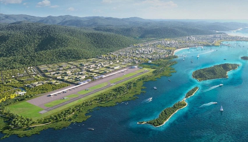 Vista em perspectiva do Aeroporto de Van Phong.