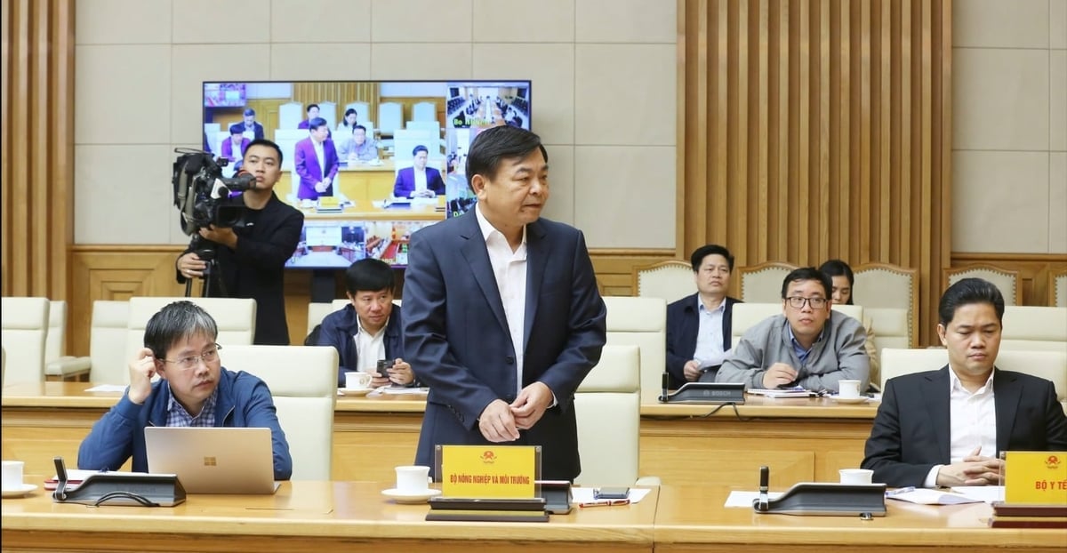 Thứ trưởng Bộ Nông nghiệp và Môi trường Nguyễn Hoàng Hiệp nhấn mạnh bão sẽ tồn tại lâu trên biển, gây gió mạnh, sóng lớn cho nhiều vùng biển, đặc biệt từ đặc khu Trường Sa và một phần Hoàng Sa. Ảnh: VOV.