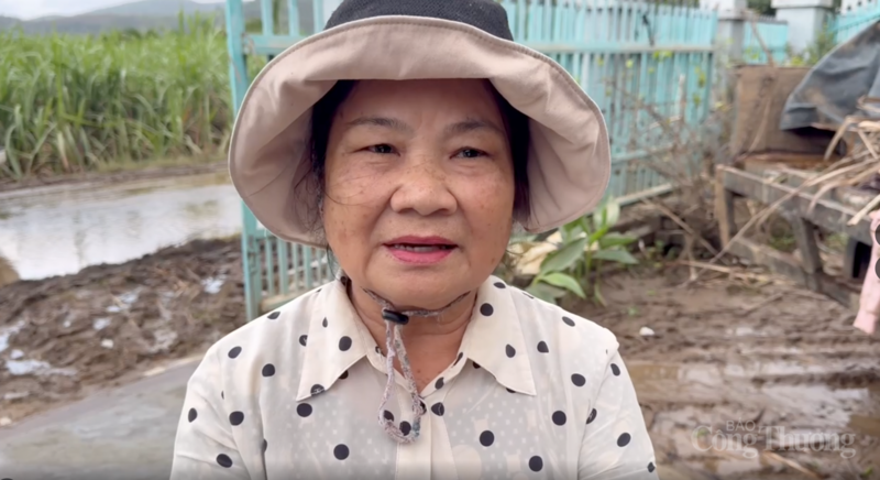 Mme Thai Thi Tu raconte comment elle a été sauvée des eaux de l'inondation.