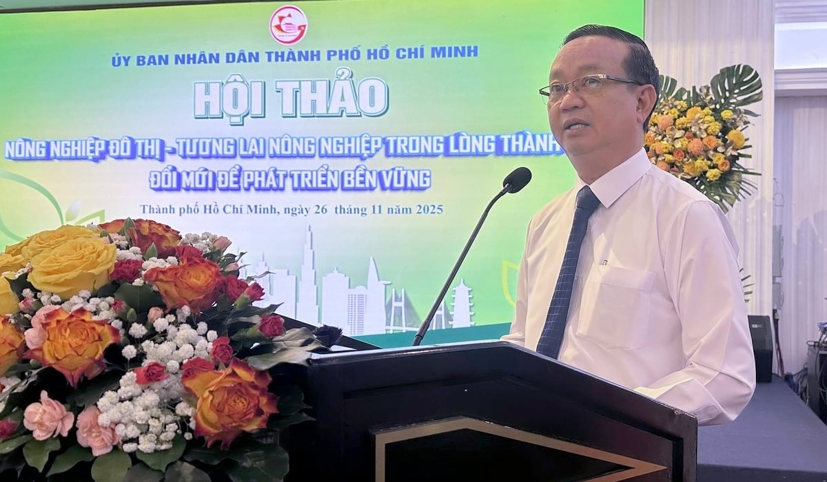 Mr. Bui Minh Thanh - Member of the City Party Committee, Vice Chairman of the Ho Chi Minh City People's Committee delivered the opening speech at the Workshop. Photo: Tuong Tu. Ông Bùi Minh Thạnh - Thành ủy viên, Phó Chủ tịch UBND TP.HCM phát biểu khai mạc Hội thảo. Ảnh: Tường Tú.