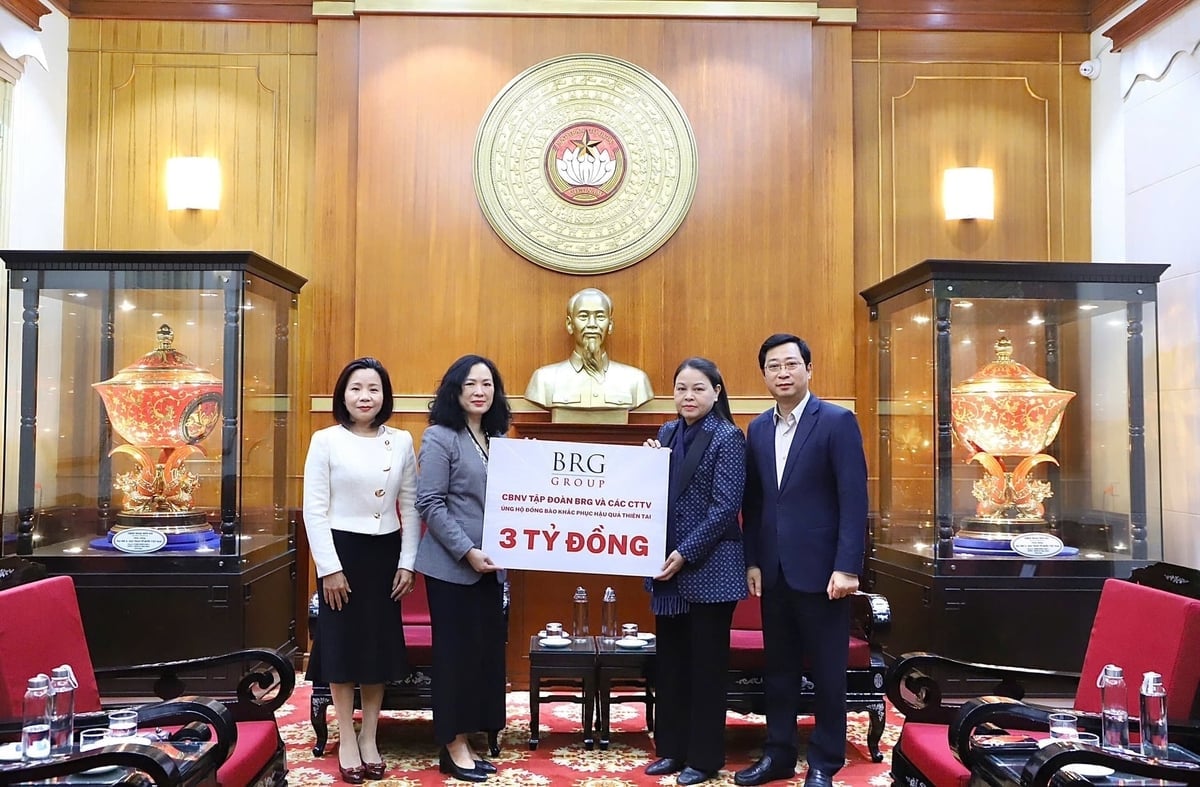 Fru Nguyen Hoang Yen – assisterende generaldirektør i BRG Group representerte donasjonen gjennom sentralkomiteen til Vietnams fedrelandsfront. Foto: TT.