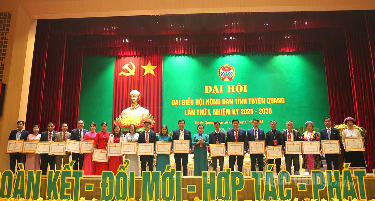 प्रांतीय किसान संघ के नेताओं ने 2023-2025 की अवधि में संघ के कार्यों और किसान आंदोलन में उपलब्धियों वाले समूहों को योग्यता प्रमाण पत्र प्रदान किए।