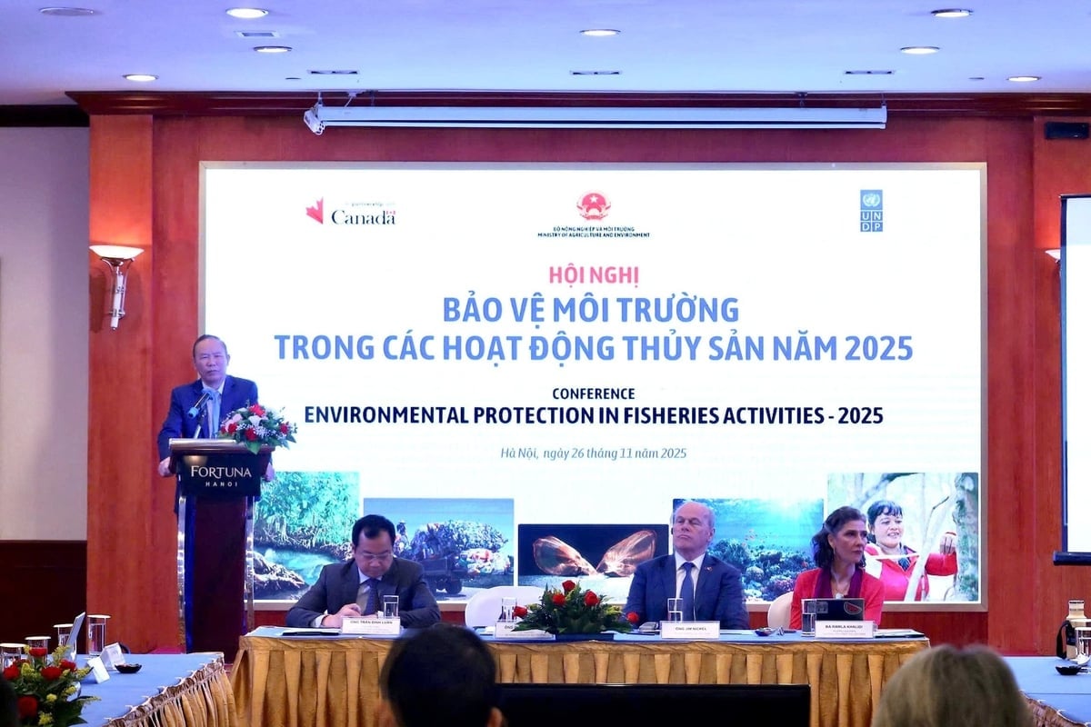 The opening session of the Conference on Environmental Protection in Fisheries Activities in 2025 took place on the morning of November 26. Photo: Hong Ngoc. Phiên khai mạc Hội nghị bảo vệ môi trường trong các hoạt động thủy sản năm 2025 diễn ra sáng 26/11. Ảnh: Hồng Ngọc.