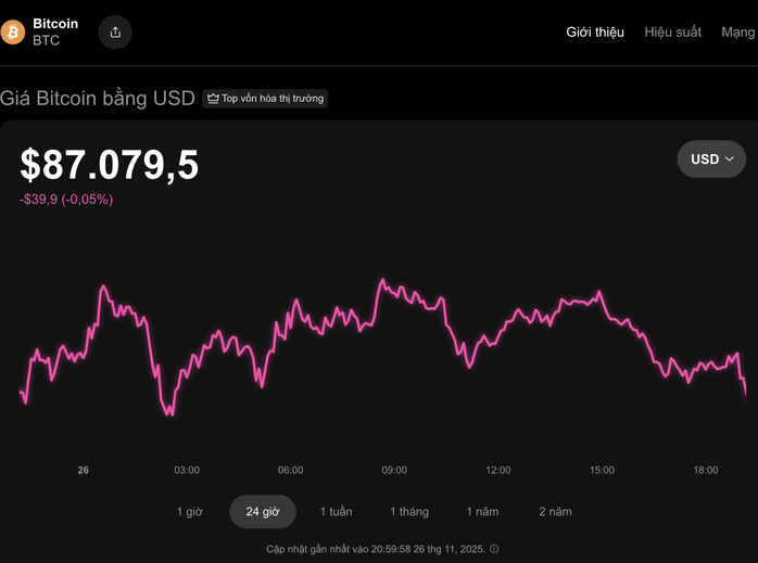 Thị trường tiền số hôm nay 26 - 11: Diễn biến bất ngờ và dự báo Bitcoin - Ảnh 1.