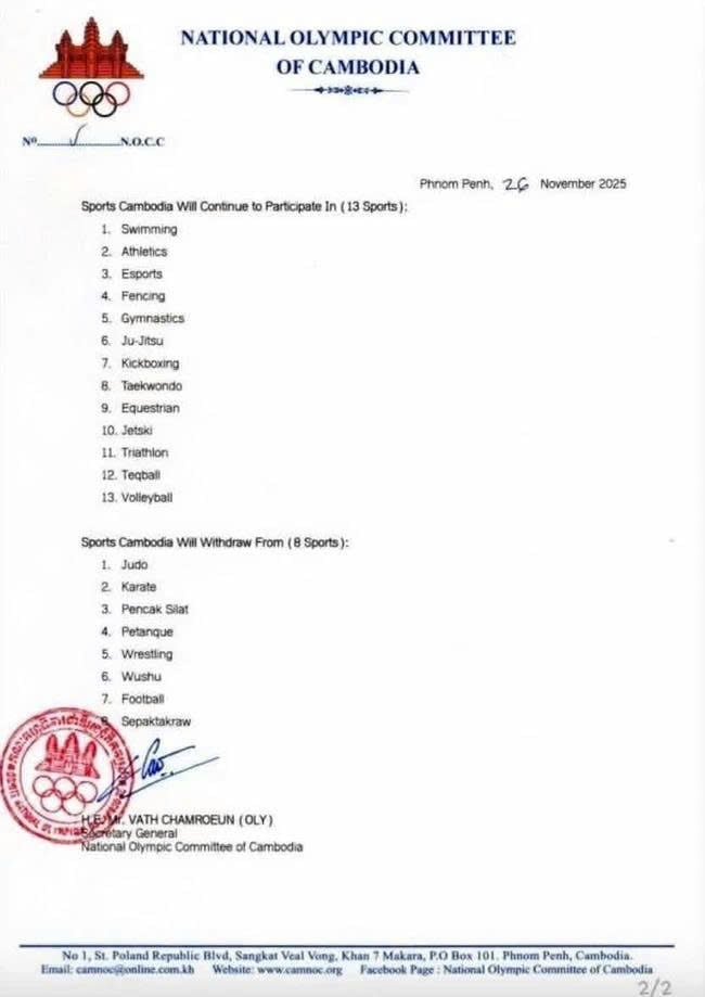 Campuchia bỏ 8 môn thể thao ở SEA Games 33- Ảnh 1.