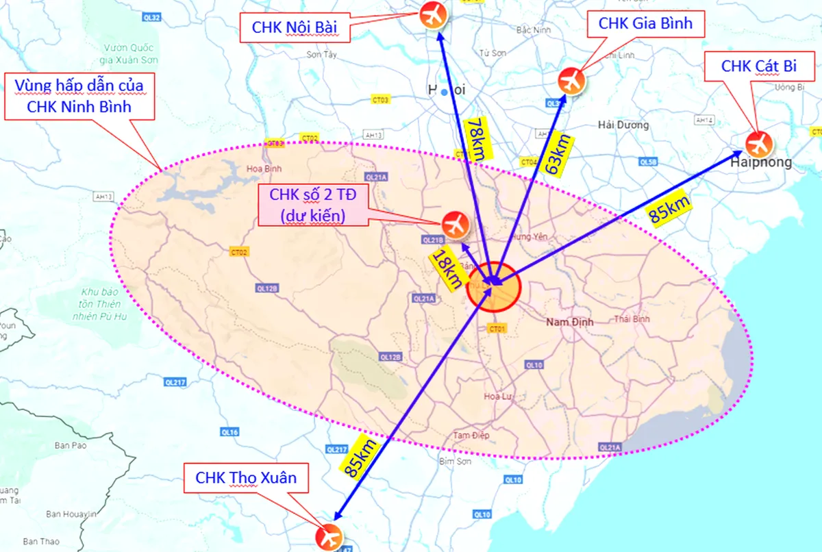 Ninh Bình đề xuất 3 vị trí xây dựng Cảng Hàng không quốc tế hơn 23.000 tỷ đồng - Ảnh 1.
