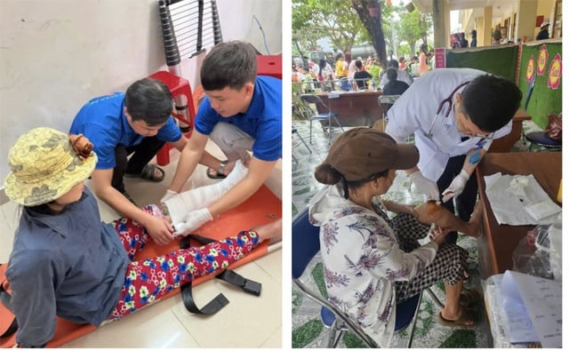 Aquecendo corações em áreas atingidas por enchentes: Médicos na cidade de Ho Chi Minh examinaram mais de 3.500 pessoas, distribuíram centenas de presentes e convidaram moradores para um almoço em Dak Lak - Foto 2. Ấm lòng vùng lũ: Bác sĩ TPHCM khám hơn 3.500 người dân, trao hàng trăm phần quà và mời cơm trưa bà con Đắk Lắk- Ảnh 2.