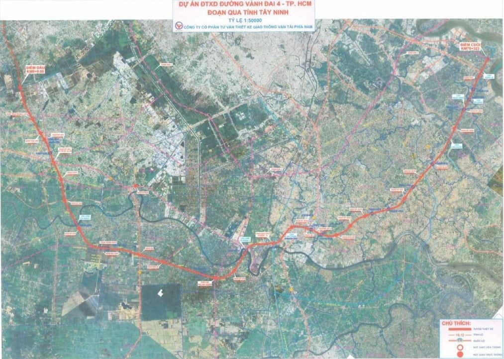 מפת מסלול של פרויקט כביש הטבעת 4 של הו צ'י מין סיטי.