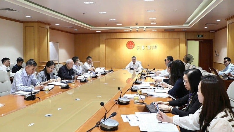 Direktur Departemen Pajak Mai Xuan Thanh memimpin rapat.