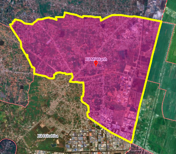 Peta lokasi geografis komune My Hanh, distrik Duc Hoa, provinsi Long An.