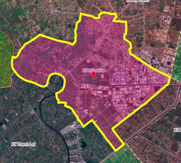 Duc Hoa község helytérképe, Duc Hoa kerület, Long An tartomány.
