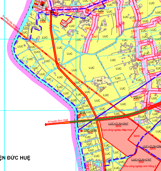 Planungskarte der Route parallel zur Straße zum Fluss Dong Vam Co in der Gemeinde An Ninh.